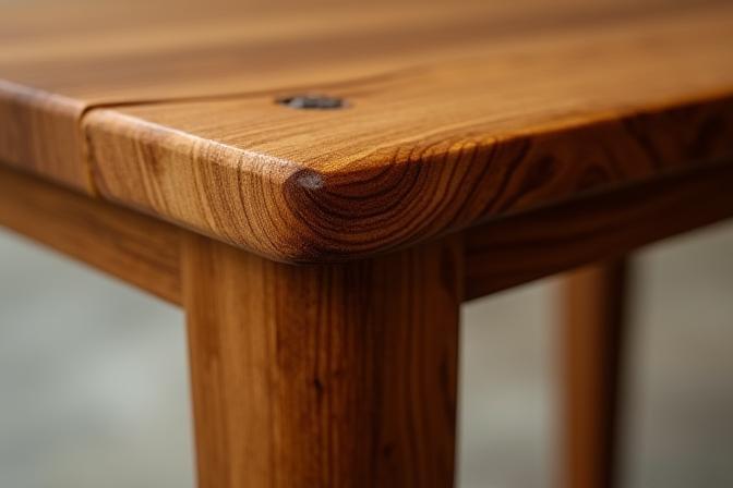 Detailed view of the custom side table prize, showcasing intricate wood grain and finish
