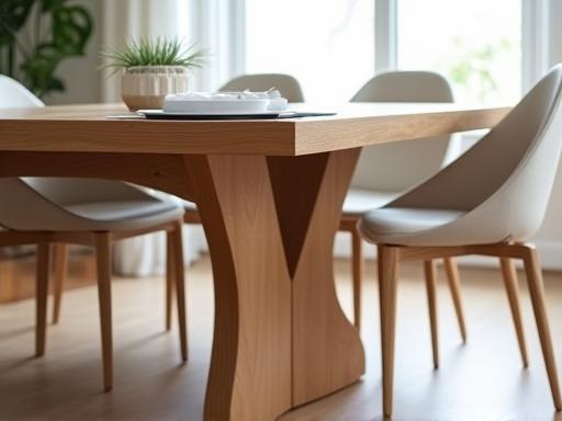 Modern elegant wooden dining table with intricate leg design