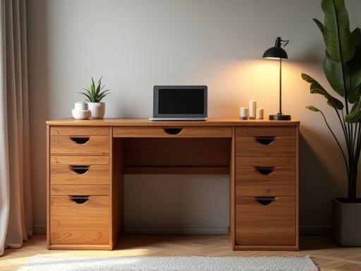 Custom wooden desk solution for a home office